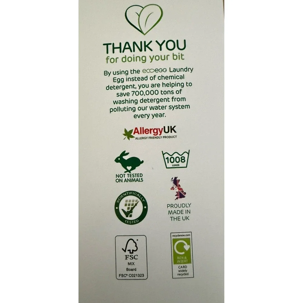 Ecoegg 1008 Load Colors‎ and Whites Laundry Kit UNSCENTED FRAGRANCE FREE NEW!